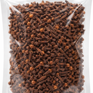 Whole clove laung in transparent pouch used for spices cooking and Hindu pooja rituals