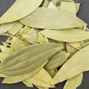 Dried bay leaves tej patta whole aromatic Indian spice in bowl