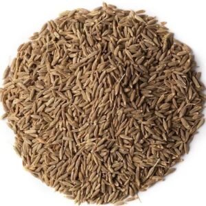 Cumin seeds (jeera) close-up image showing whole dried seeds