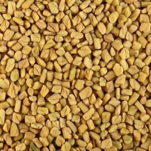 Fenugreek seeds (methi dana) in a wooden bowl