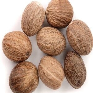 Nutmeg (Jaiphal) whole spice isolated on white background