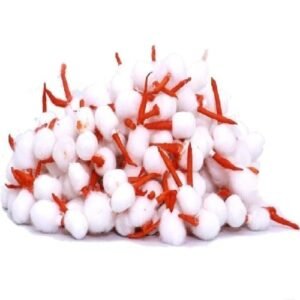 Red round cotton wicks rui ki batti for diya lighting and Hindu puja rituals